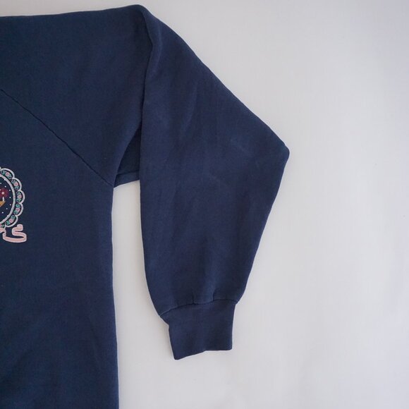 Vintage Fruit Loom Navy Butterfly Graphic Mockneck 90's Sweatshirt XL - Picture 4 of 10